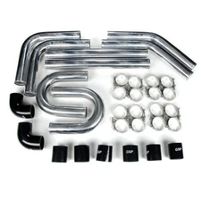 REV9 2.5" UNIVERSAL ALUMINUM INTERCOOLER TURBO PIPING PIPE KIT+ SILICONE+CLAMP 