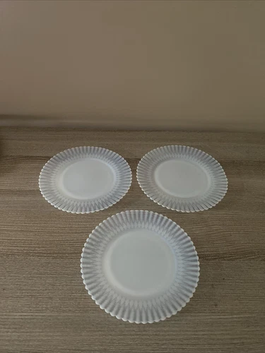 Petalware Depression Glass Bread Plates 3 Opalescent MacBeth-Evans