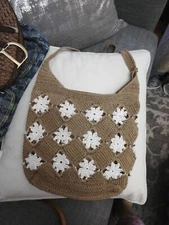 Crochet Handmade Sholder Handbag Women Travel Knitted Bag / Product of Thailand