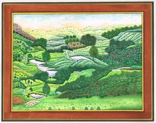 Natura Art Pittura Vista Di Foresta Fatto a Mano Fine Art Su Carta 34.3x26.7cm
