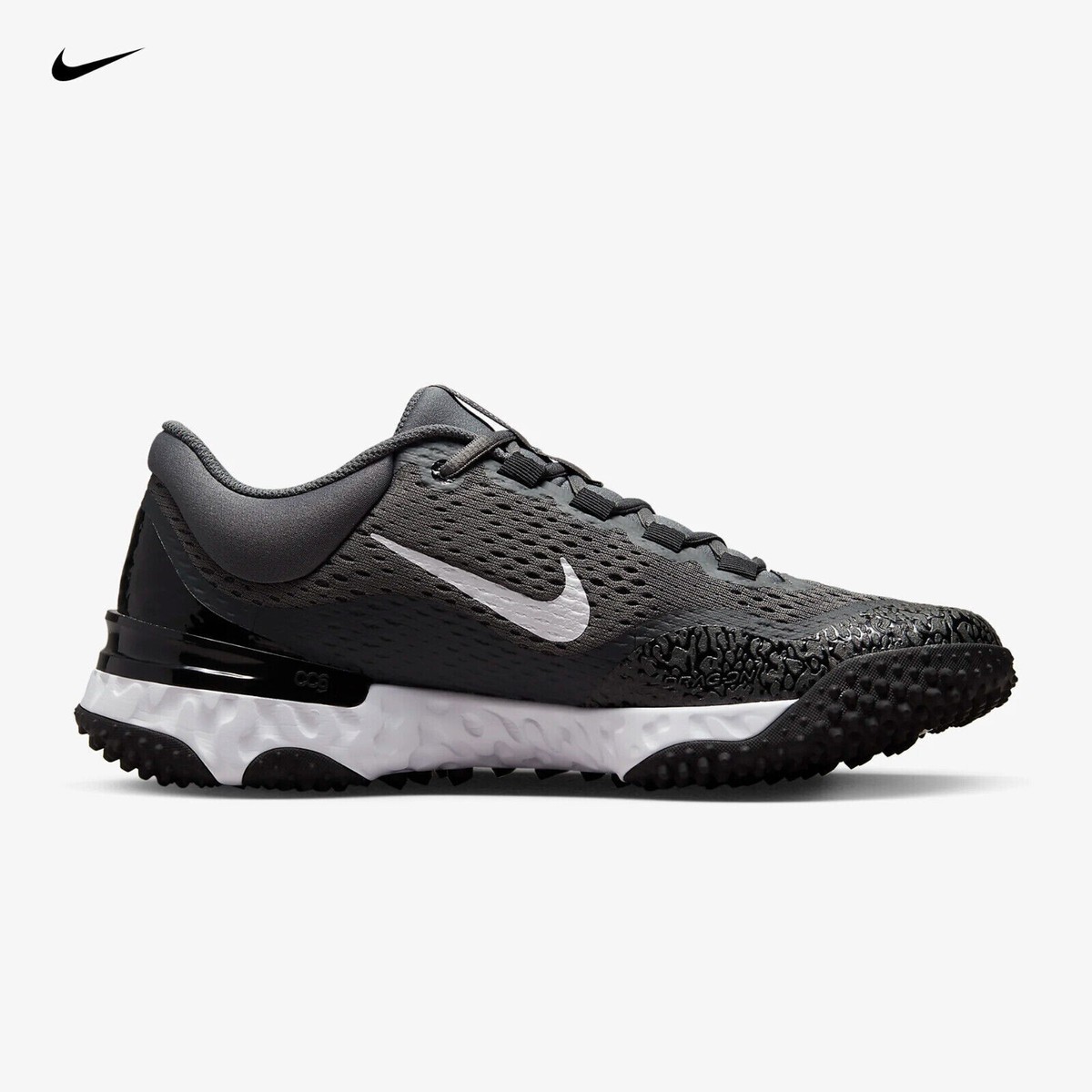SZ 7 Nike Alpha Huarache Elite 4 Turf Black Grey White 