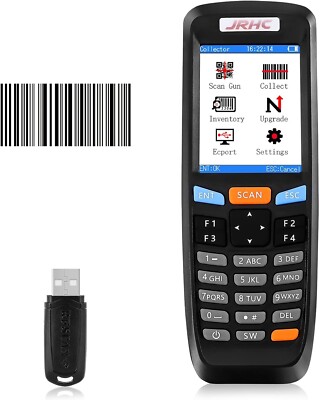 JRHC 1D Barcode Scanner mit LCD & Wireless USB Empfänger, Inventarzähler 2.8''