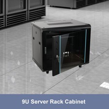9u  600×450×500 Deep Black Wall Mounted Data Cabinet Rack