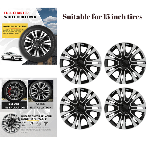 15" Universal Wheel Cover Hubcaps fit R15 Tire with Steel Rim Snap On Set of 4 768596485778 eBay