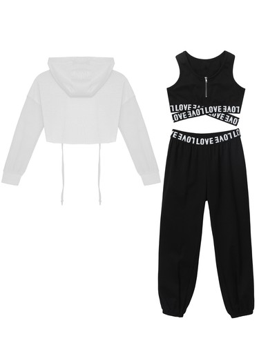 Kids Girls Outfits Long Sleeve Set Tops Suit Dance Costume Performance Hip-Hop - Picture 40 of 48