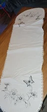 Vintage Tri-chem,Liquid Lace Trim Dresser Scarf,Butterflies,  Unused,(blutote)