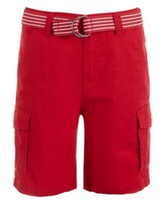 Ring of Fire RED Big Boys Cargo Shorts with Removable D-Ring Belt, US 18