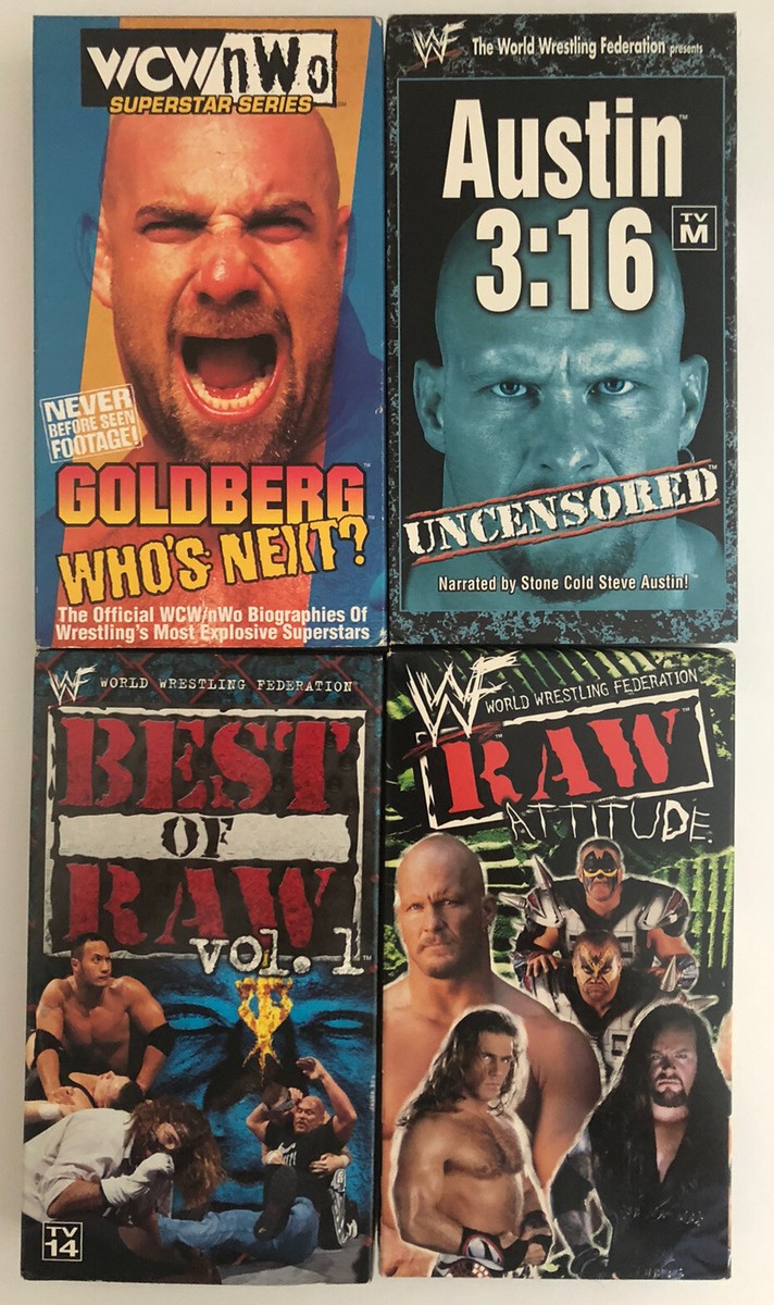 WWF WCW VHS Lot Of 4 Wrestling 90's Video Tapes WWE Goldberg