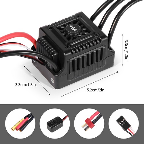 SENSORLESS BRUSHLESS ESC FOR CAR for 1/10 RC Entry-level Players WSDT-45A - Picture 3 of 23