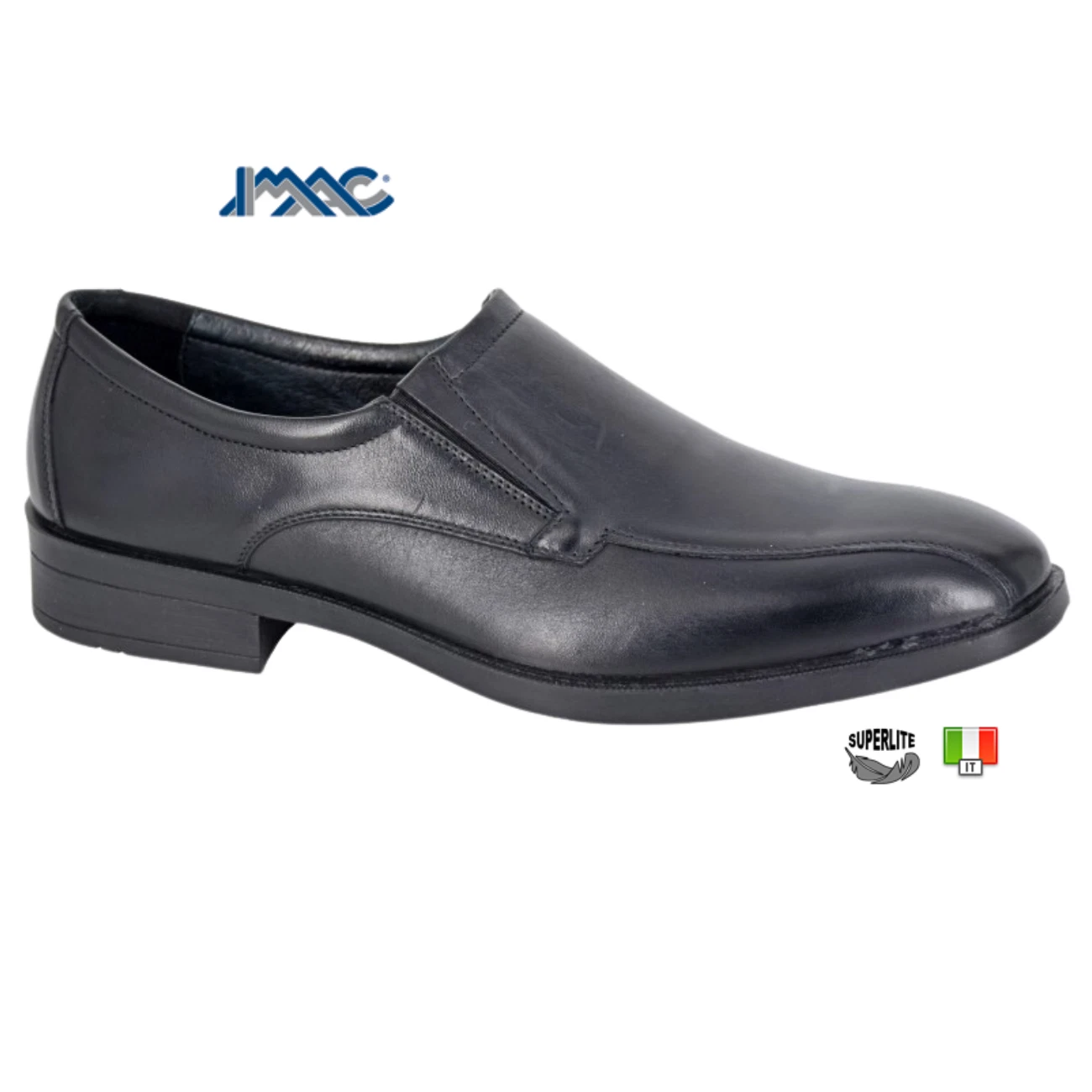 Mens IMAC M173A Black Twin Guesset Tramline Smart Casual Leather Shoes