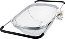 Premium Quality Over The Sink Stainless Steel Oval Colander with Fine Mesh 6 Qua
