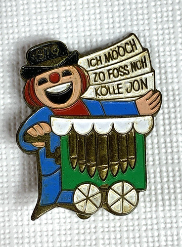 Broche prendedor insignia carnaval Colonia payaso 1976 de colección E. Bley Bonn Alemania ~1 1/4" - Imagen 3 de 7