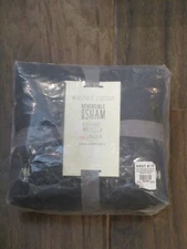 WEST ELM + POTTERY BARN KIDS WASHED COTTON REVERSIBLE CHAR/YEL STAND PILLOW SHAM