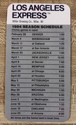 1984 LA Express Football Schedule USFL - Bild 2 von 2
