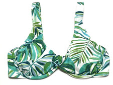 Shade  Shore Womens 34C Palm Leaves Print Removable Pads Underwire Bikini Top