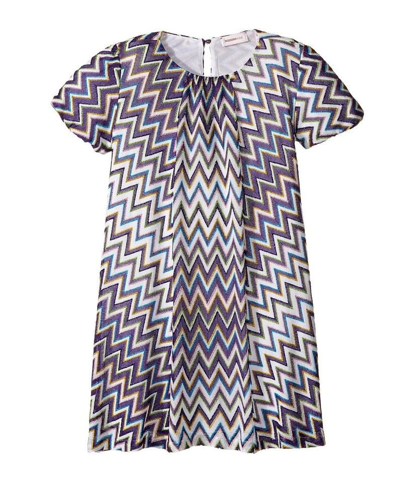 Missoni 241241 Niñas Niños Lurex Zigzag Vestido Cambio Púrpura Talla 6-7 Años/122 cm Foto 2 de 3