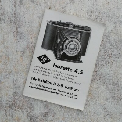 Vorkriegs Bedienungsanleitung Kamera Foto AGFA ISORETTE 4,5 Prontor Compur Rapid