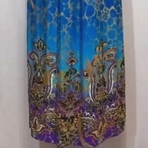 Cleo Halter Multicolored Silky Satin Empire Cut Maxi Dress Small - Picture 5 of 9