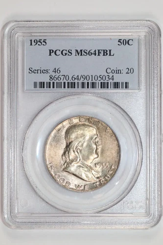 1955 FRANKLIN HALF DOLLAR PCGS MS64 FBL