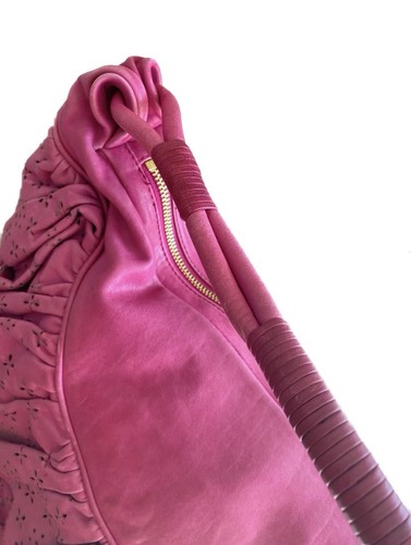 Dior Vintage Rare Hot Pink / Fuchsia Gypsy Ruffle Hobo Shoulder Bag - Picture 11 of 15