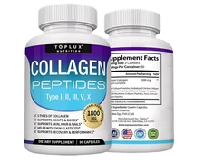 Toplux Nutrition Collagen Peptides 5 Types 1800mg Premium Collagen Complex Caps
