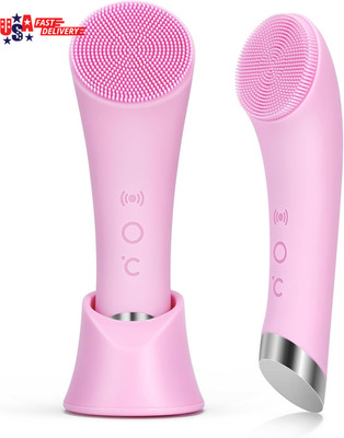 Facial Cleansing Brush, Rechargeable Silicone Face Scrubber with Heat Massage En
