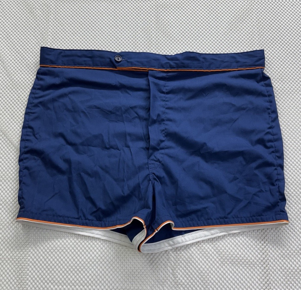 Vintage Laguna Mens Swim Trunks Surfer Beach Shorts USA Made Size 36 Blue 3”