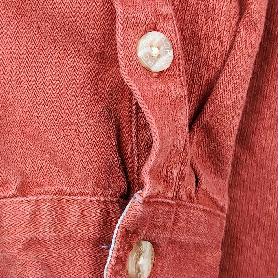 Camisa Roper Para Hombre Mediana Grande Roja Espiga Botón Frontal Algodón Occidental Foto 2 de 4