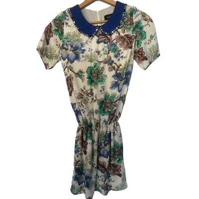 NISSA Floral Jewel-Collar Mini Dress   Size US 4