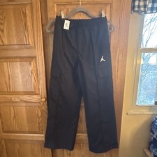 Jordan Boys Double Cargo Woven Pants Black Adjustable Waist Jumpman Casual