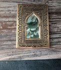 Antique Elegant Moroccan Handmade Brass Gold Hand Wall Mirror Signed