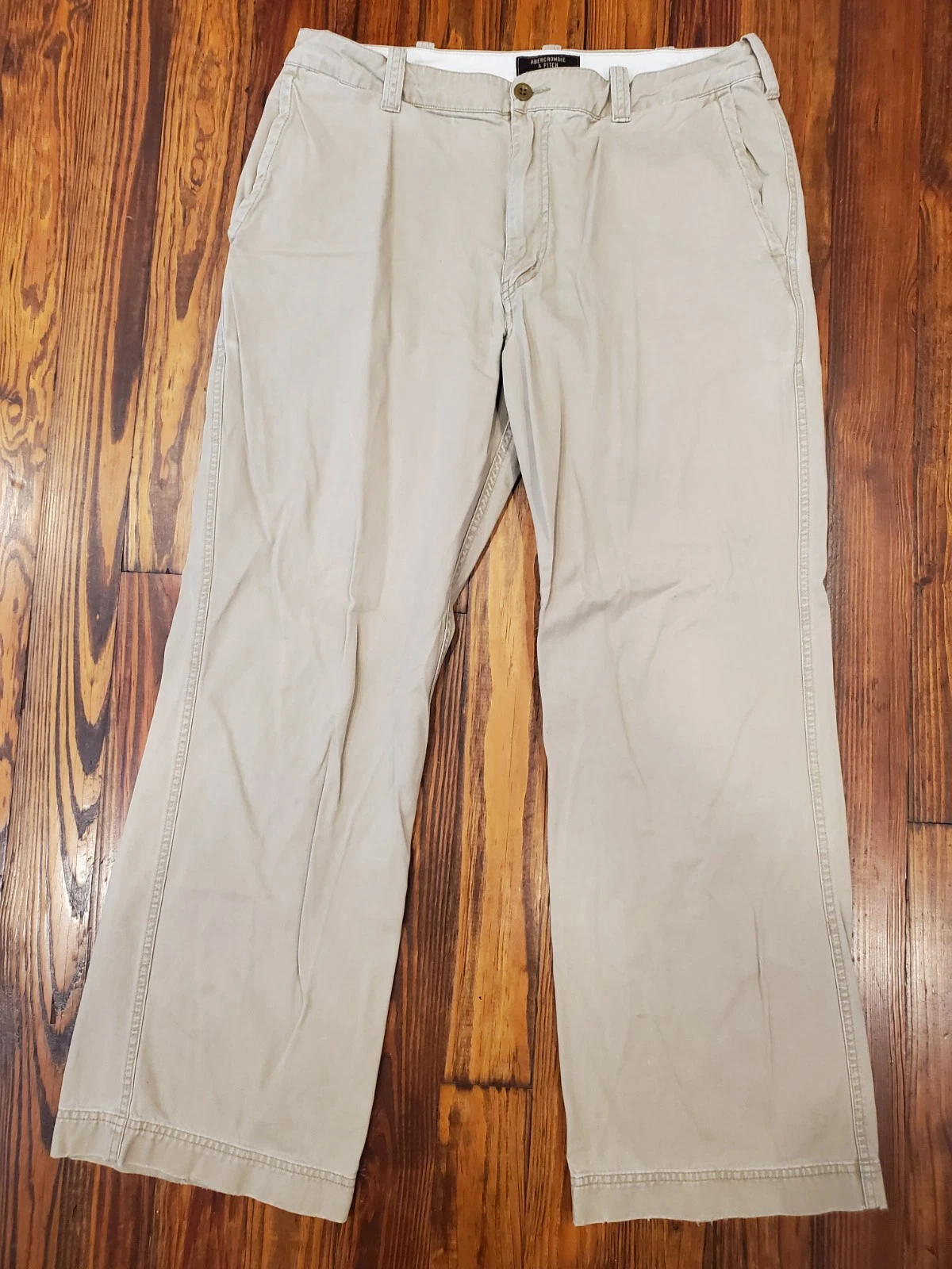 Vintage 90s Y2K Abercrombie & Fitch Chino Pants 34x30 Tan Baggy Military Cotton
