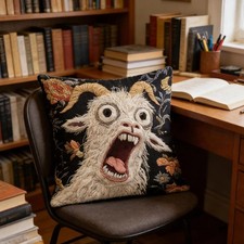 Surreal Art Screaming Goat Linen Pillow Covers Cushion Case Housewarming Gift---