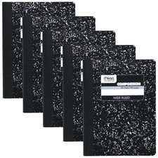 Mead Composition Notebooks, Wide Ruled Paper, 100 Sheets, Comp Book, 5 Pack