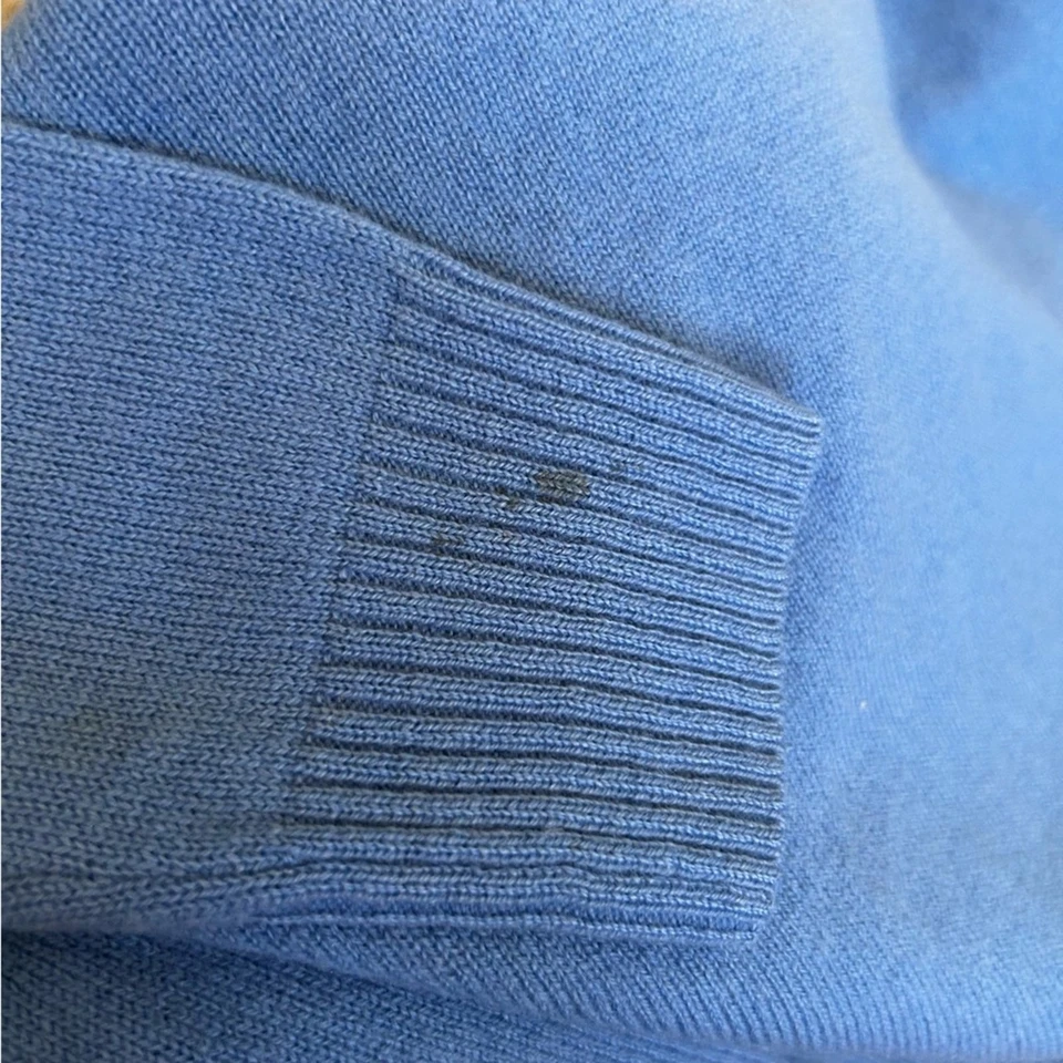 Suéter para niños de manga larga cuello redondo azul cachemir 100 % cortes redondos Foto 4 de 4