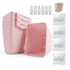 4 Pack Rolling Cart Accessories, Pink Craft Cart Cup Holder and 6 Hooks for U...
