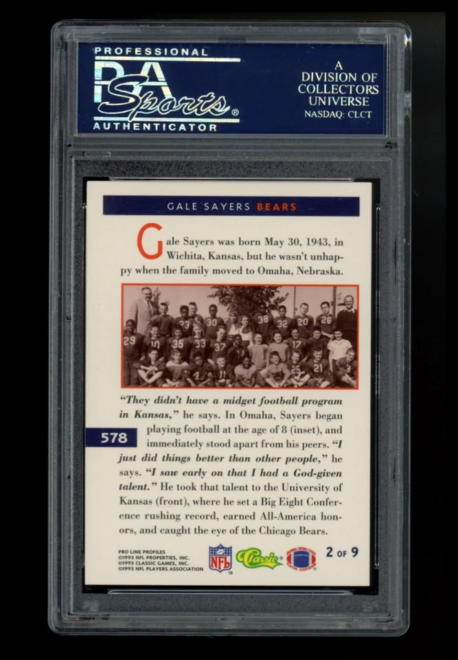 1993 Pro Line Profiles - GALE SAYERS - AUTOGRAPH PSA/DNA - Chicago Bears - Image 2 of 4