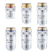 Biological Microscope 4X 10X 20X 40X 60X 100X(oil) 195 Achromatic Objective Lens