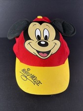 Disney World MICKEY MOUSE Youth Baseball Cap Hat w/ Ears Red  Yellow Hat - NWOT