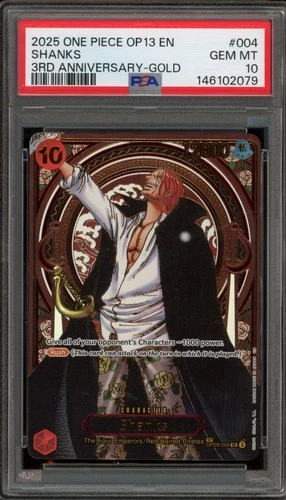One Piece CCG Shanks 3rd Anniversary Gold OP09-004 PSA 10 Gem Mint