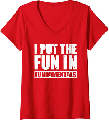 I Put The Fun In Fundamentals Funny Present Vintage Ladies' V-Neck Tshirt