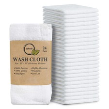 100 Cotton Washcloths 24 Pack 12x12 Inches Soft Highly Absorbent Washcloth Fa