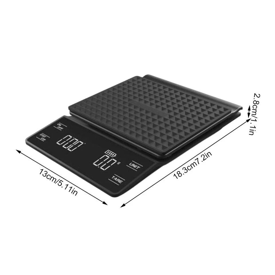 LED Digitale Kaffeewaage mit Timer Espressowaage Präzisionswaage 3kg/ 0.1 Gramm - Bild 2 von 4
