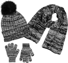 Boys 3 Item Polarwear Winter Kid-Set: Hat, scarf & Glove (Style: Black1296)