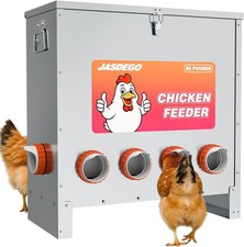 Metal Chicken Feeder No Waste 10 Ports Automatic Poultry Feeder Large Coop 85LBS