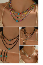 Beaded necklace Boho Seeds Beaded Strand Choker Assorted Colours
