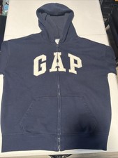 Gap Kids XXL navy blue Gap logo full-zip hoodie with white appliqu  lettering.