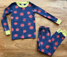 Hanna Andersson PJ Set Size 110 5 EUC Blue w/ Red Stars Organic Cotton