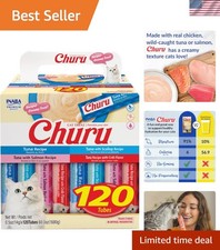 Churu Lickable Cat Treats - Tuna Flavor, 120 Tubes, High Protein  Hydrating