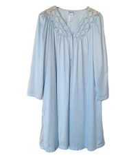 Vtg Vanity Fair Blue Nylon Button Down Robe Nightgown Style 31-767 Sz Medium